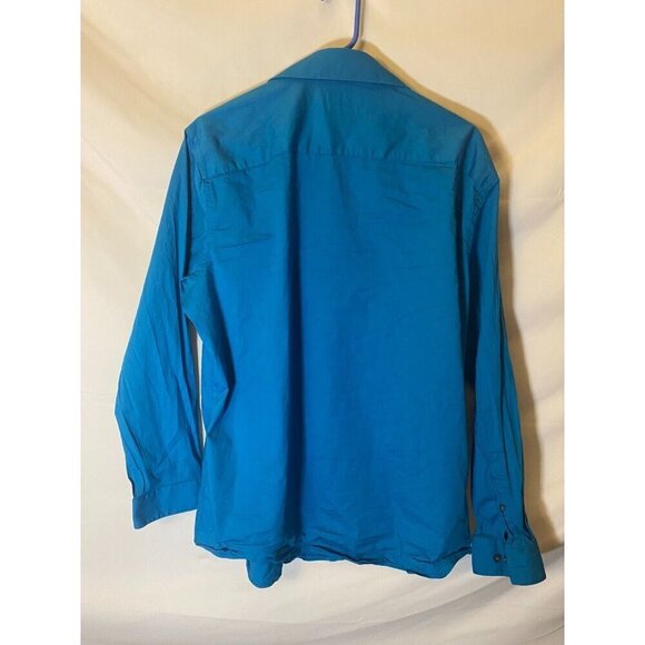 Apt 9 Mens Dress Shirt Sharp Dark Teal Color Size 18 XXL 34/35 Button Up Slim Fi - Picture 2 of 2
